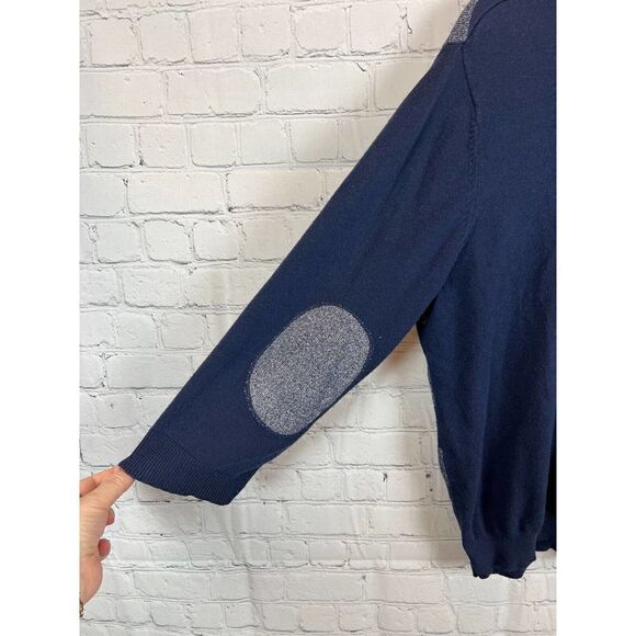 CHICO'S blue gray metallic striped 3/4 sleeve sweater pullover size 2 (12 L) - Picture 6 of 6